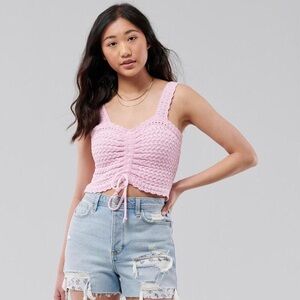 Hollister Pink Crotchet Ruched Top